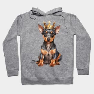 Watercolor Doberman Pinscher Dog Wearing a Crown Hoodie